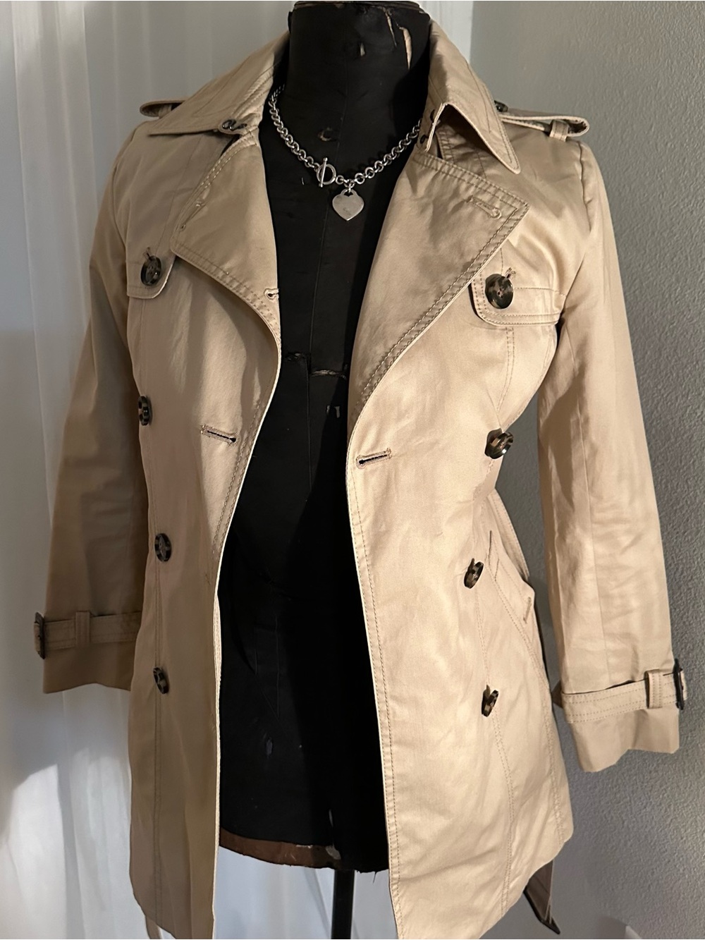 Banana Republic Tan Double-Breasted Trench Coat